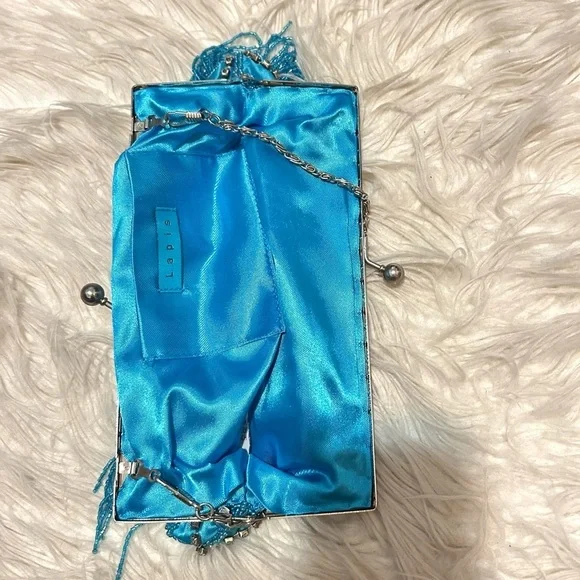 Blue Beaded Fringe Clutch - Picture 2 of 4